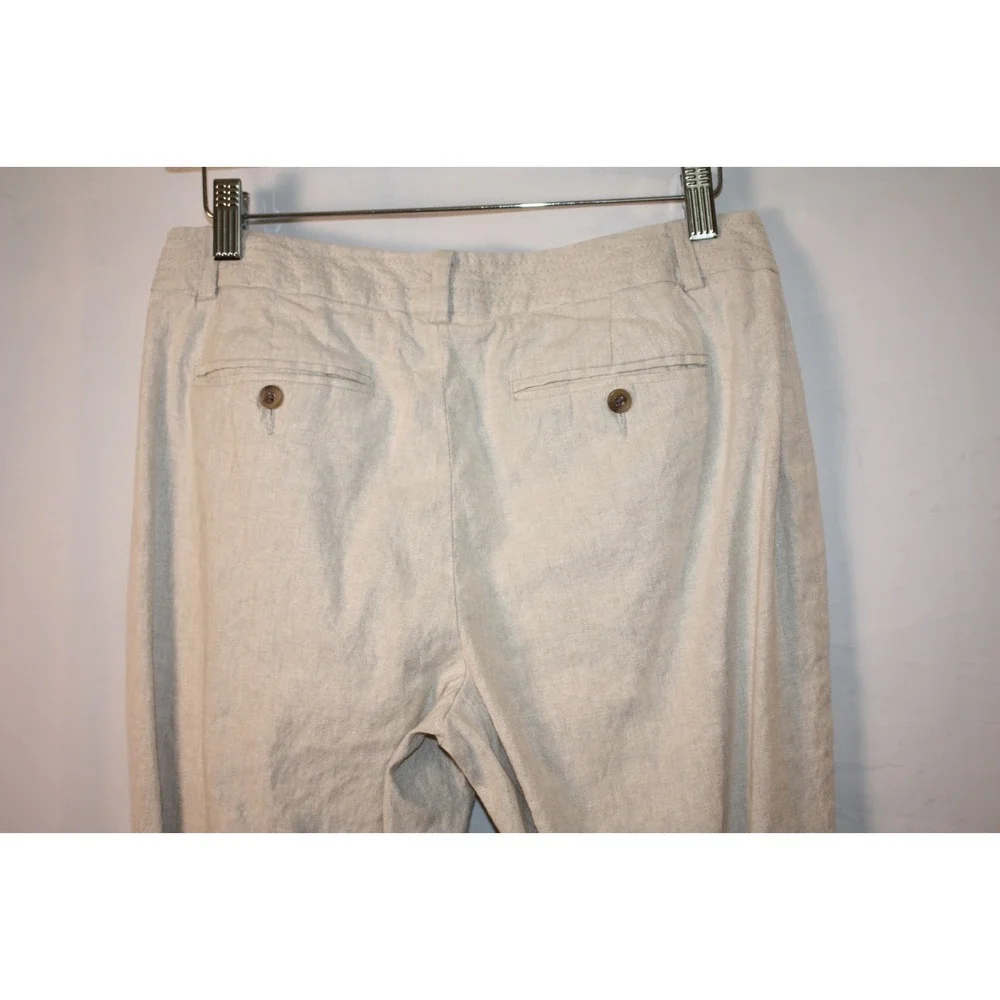 Banana Republic Pants Womens 4 Beige Contour Fit Stretch Linene Blend Beach Vaca